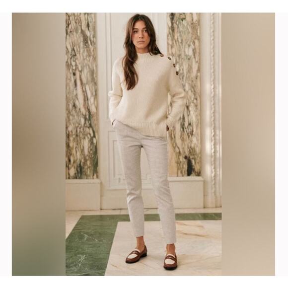 SEZANE Clara Trousers Camel/Ecru Houndstooth Women’s Size 34/US 2 EUC - Picture 4 of 15